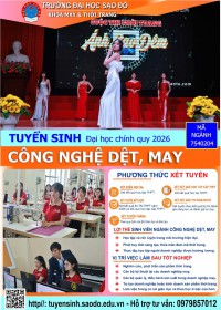 NGÀNH CÔNG NGHỆ DỆT MAY – TRƯỜNG ĐẠI HỌC SAO ĐỎ TUYỂN SINH 2026
